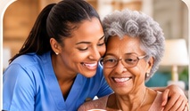 Caregiver spending time with a senior