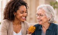 Caregiver assisting an older adult